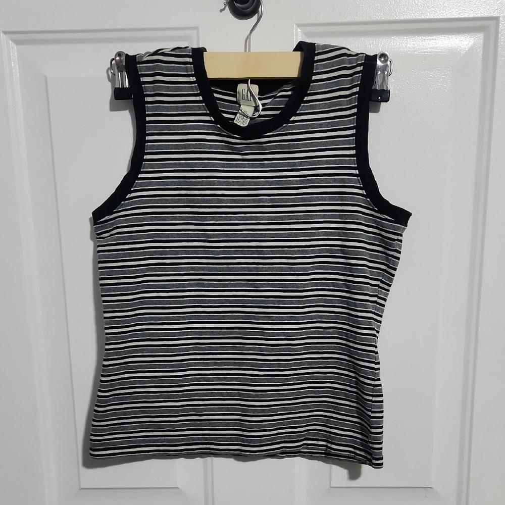 GAP Black and White Striped Tank Top